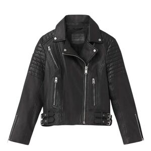 All Saints Dark Leather Biker Moto Jacket Sz 4